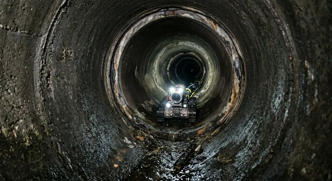 Robotic sewer camera inspecting pipe interior for Drain Snake Service in Arden-Arcade